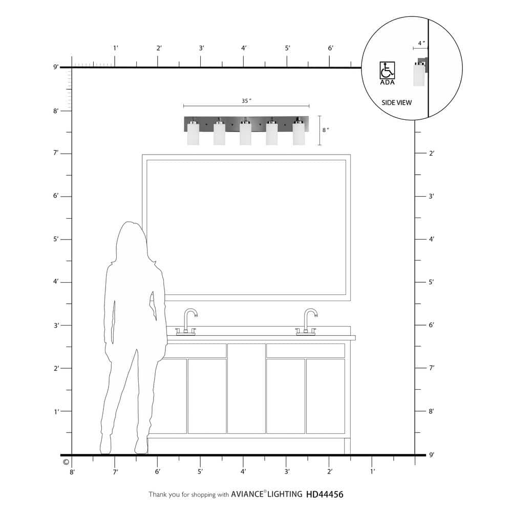 Brushed Nickel 5-Light Bath Vanity with Satin Opal Glass