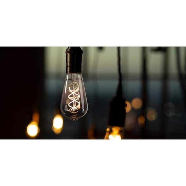 60-Watt Equivalent ST19 Dimmable Spiral Filament Clear Glass E26 Vintage Edison LED Light Bulb, Soft White (12-Pack)