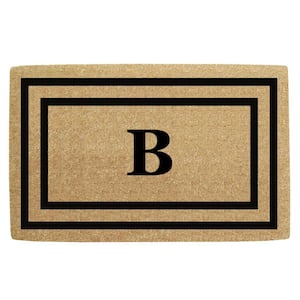 22 in. x 36 in. Heavy Duty Black Thin Double Picture Frame Monogrammed B Coco Door Mat