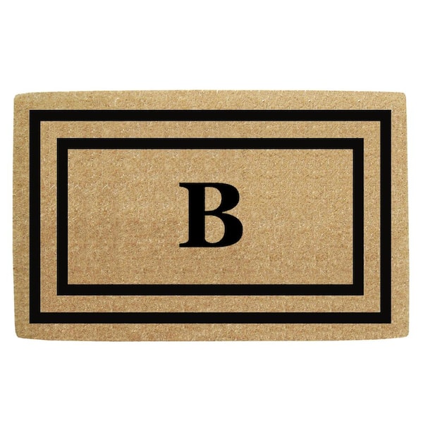 Nedia Home 22 in. x 36 in. Heavy Duty Black Thin Double Picture Frame Monogrammed B Coco Door Mat