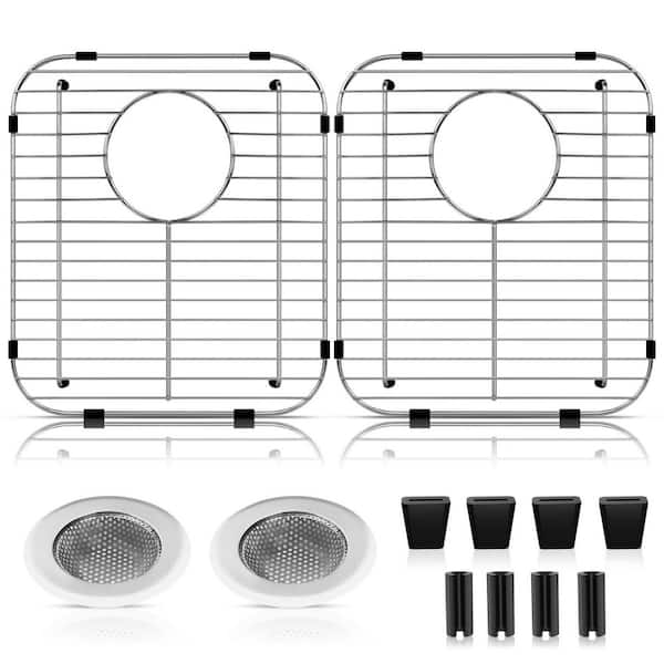 13.2 in. L x 11.5 in. W Sink Grid in Silver Stainless Steel Rear Drain Sink Protector for Kitchen Sink Rust Resistant