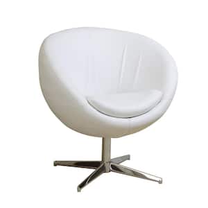 Katrina White Leather Modern Roundback Chair