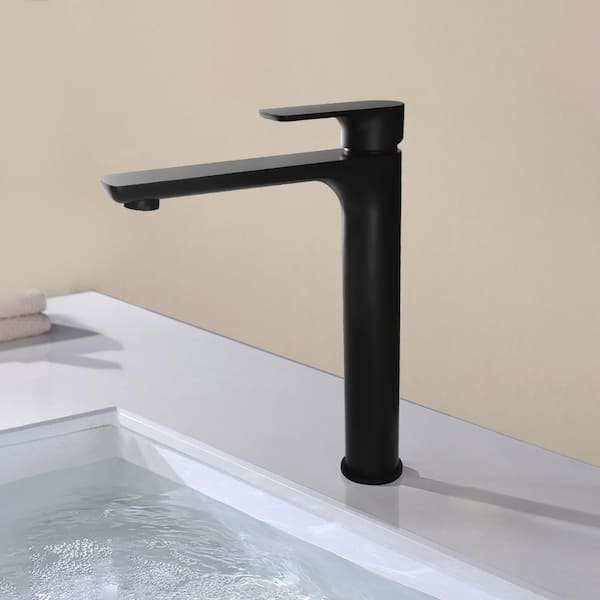 Satico Single-Handle Single Hole Vessel Sink Faucet in Black