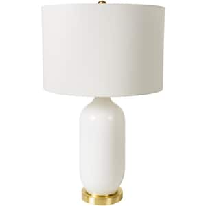 Monroe White Linen Drum 26 in. Table Lamp (1-Light)