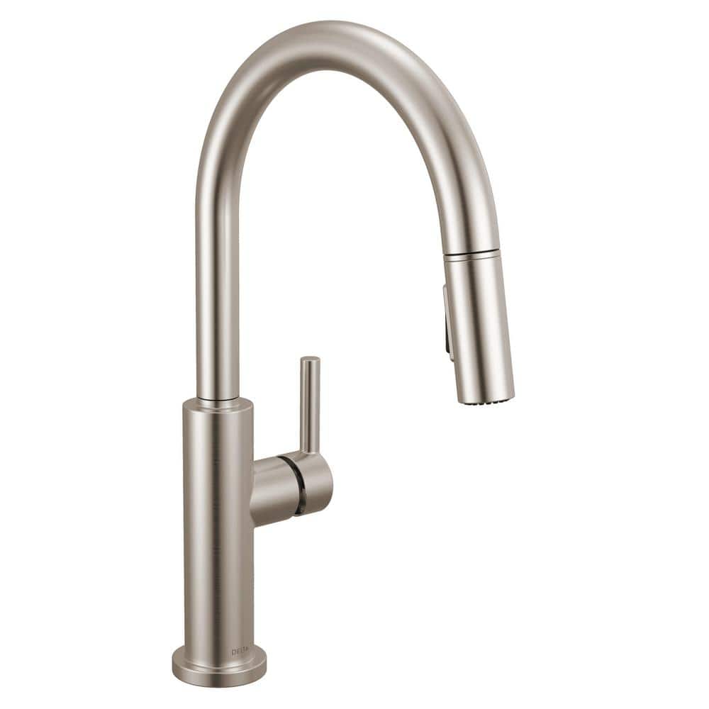 Brushed Stainless Steel Single Handle Pull-Down Kitchen Faucet