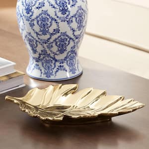 Gold Ceramic Decorative Leaf Tray