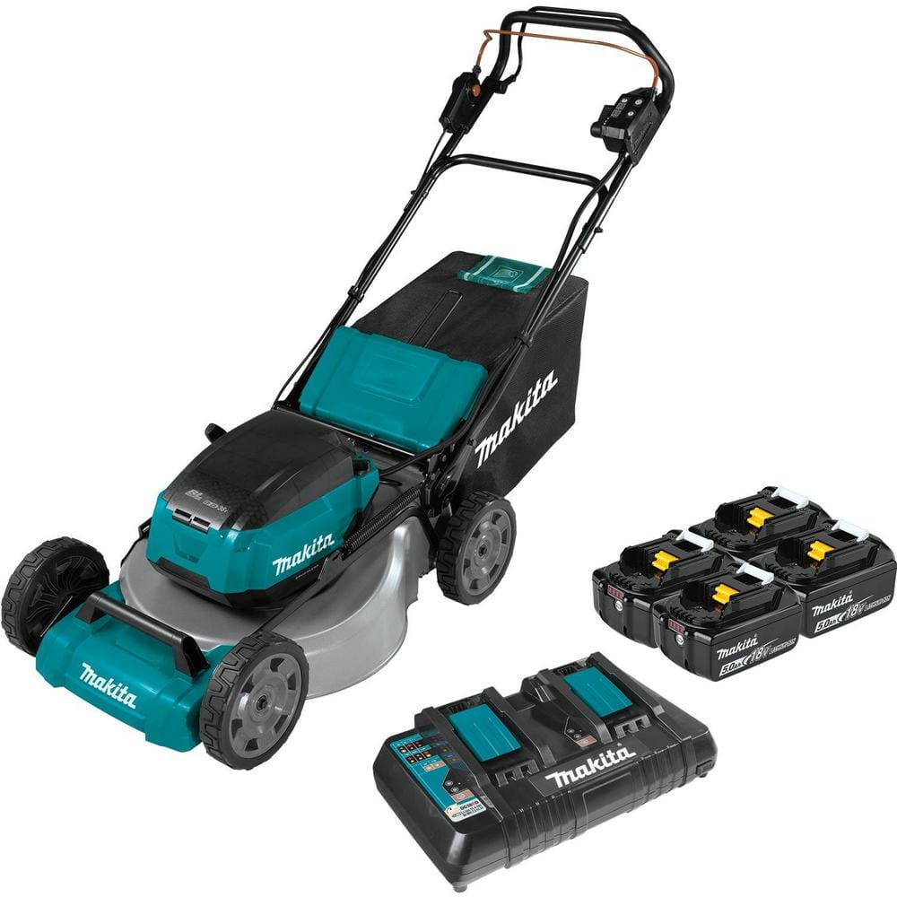 Makita 21 in. 18-Volt X2 (36-Volt) LXT Lithium-Ion Cordless Walk Behind  Self Propelled Lawn Mower Kit with Batteries (5.0 Ah) XML08PT1 The Home  Depot