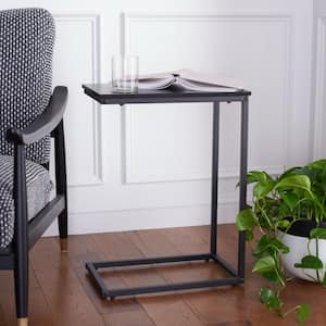 Bodhi 17.7 in. Black C Shaped Wood End Table