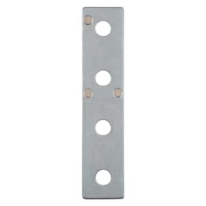 4-Hole Flat Straight Bracket with Magnets - Strut Fitting - Silver Galvanized