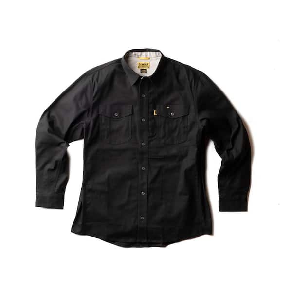 DEWALT Garland Men's Size Large Black Cotton/Spandex Work Shirt