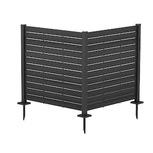 4 ft. W x 4.17 ft. in. H Outdoor Privacy Screens Framed Flat Fence Panels Kit for AC, Trash Can Storage (Black 2-Panels)