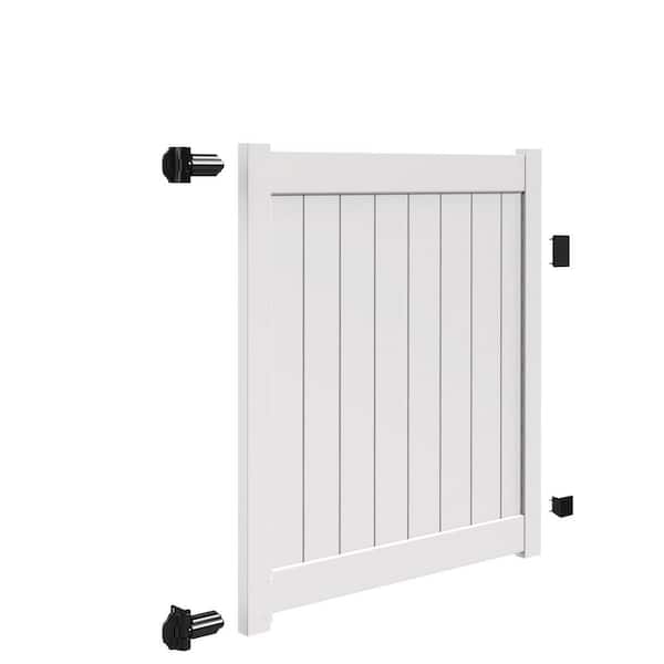 Barrette Outdoor Living Bryce and Washington Series 5 ft. W x 5 ft. H White Vinyl Drive Fence Gate Kit