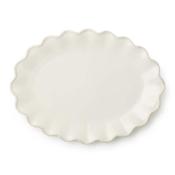 Heritage 16 in. x 12 in. White Stoneware Large Oval Platter