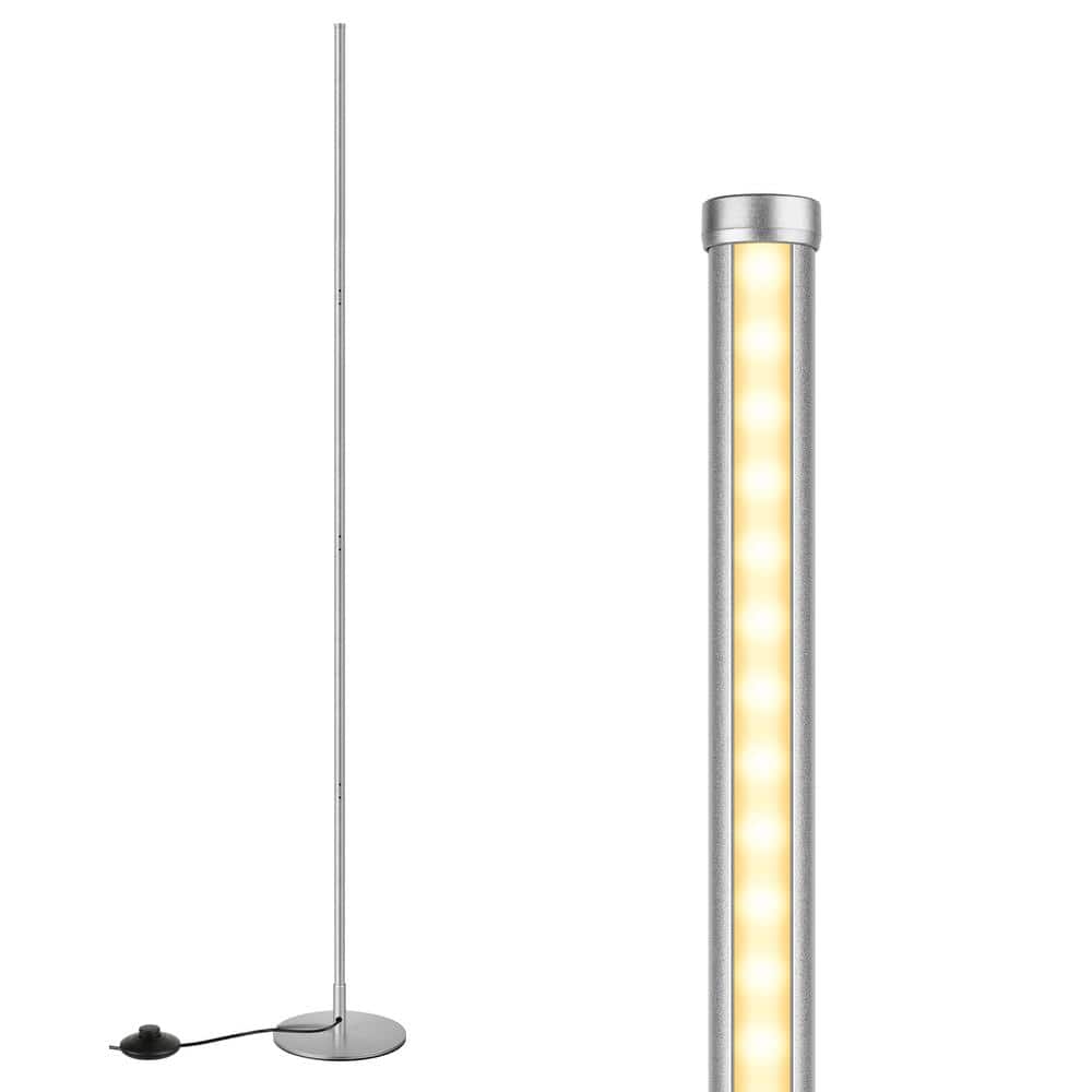 57 in. Silver Metallic Paint Standard Dimmable LED Floor Lamp for living room with 3000K Warm White Light price history on PriceWatchPro