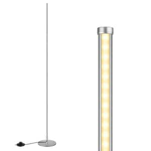 57 in. Silver Metallic Paint Standard Dimmable LED Floor Lamp for living room with 3000K Warm White Light