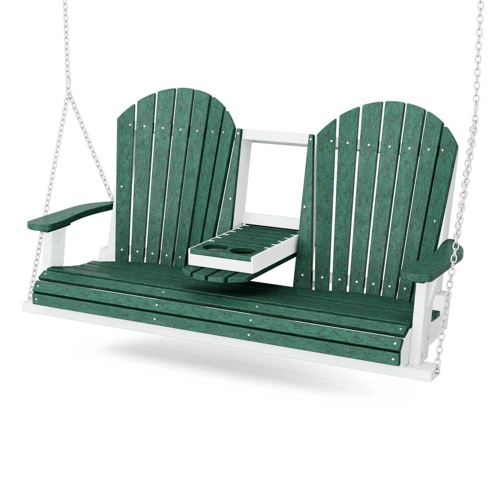 Heritage 2-Person Turf Green and White HDPE Plastic Porch Swing with Console price history on PriceWatchPro