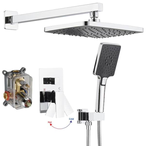 Single Handle 3-Spray Shower Faucet 2.5 GPM with Easy to Install, Adjustable Flow Rate in Polished Chrome