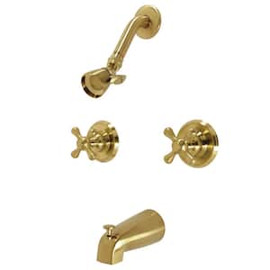 Victorian Double Handle 1-Spray Tub and Shower Faucet 1.8 GPM with Corrosion Resistant in. Brushed Brass