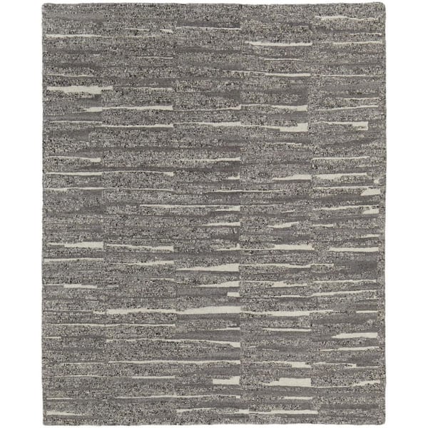 HomeRoots 8 ft. x 10 ft. Gray, Ivory, Taupe Abstract Area Rug