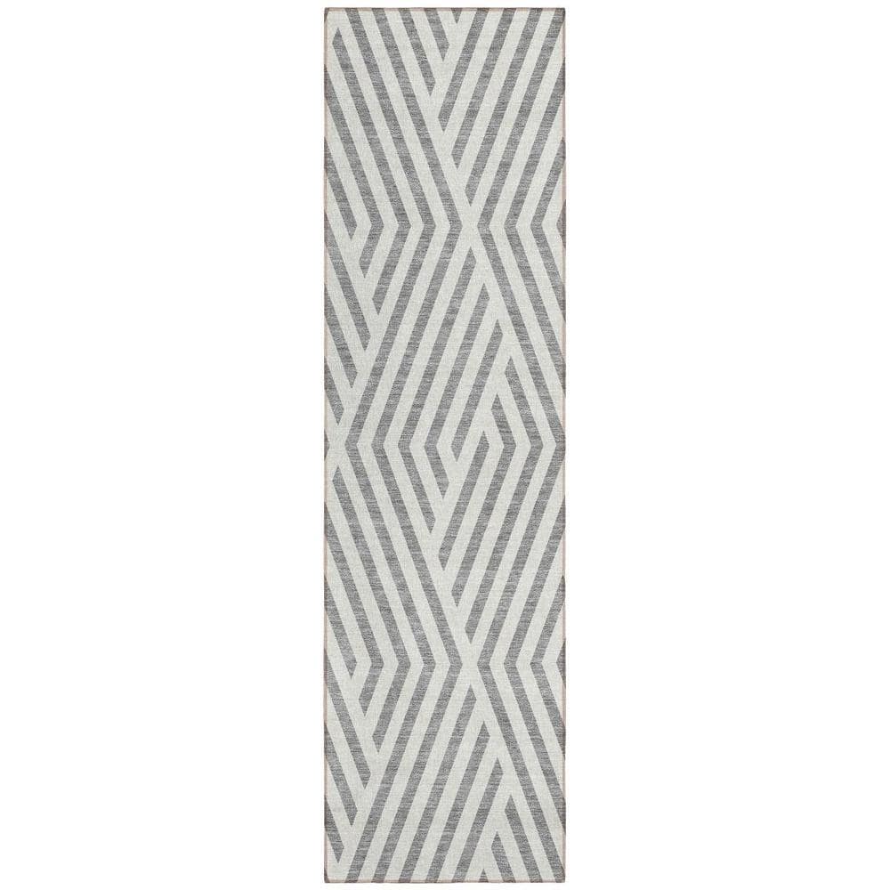 Gray and Ivory 2 ft. x 8 ft. Woven Geometric Runner Indoor/Outdoor Area Rug price history on PriceWatchPro