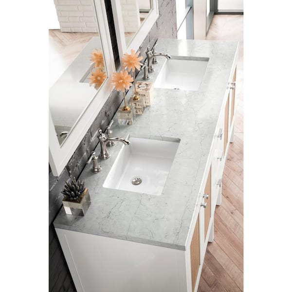 Addison 72 in. W x 23.5 in. D x 35.5 in. H Bath Vanity in Glossy White with Quartz Vanity Top in Eternal Jasmine Pearl
