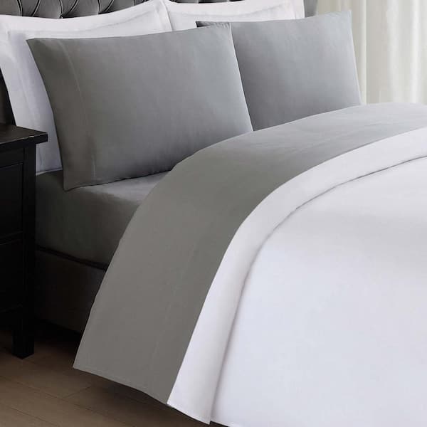 My World Anytime 3-Piece Grey Solid Polyester Twin XL Sheet Set