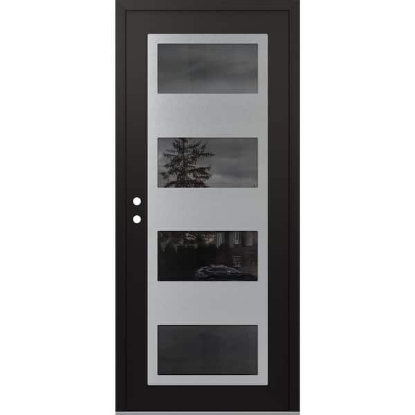 Tessari Doors D3 36 in. x 80 in. Black P Right-Hand/Inswing Mirrored ...