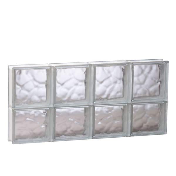 Clearly Secure 31 in. x 13.5 in. x 3.125 in. Frameless Wave Pattern Non-Vented Glass Block Window