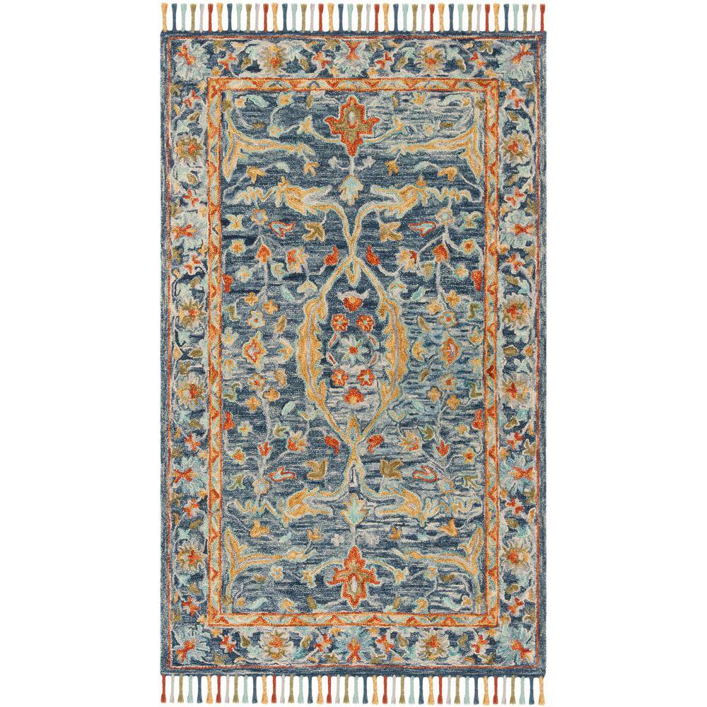 UPC 889048764712 product image for Aspen Blue/Rust 6 ft. x 9 ft. Border Floral Area Rug | upcitemdb.com