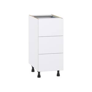 Fairhope Bright White Slab Assembled Base Kitchen Cabinet with 3 Drawers (15 in. W x 34.5 in. H x 24 in. D)