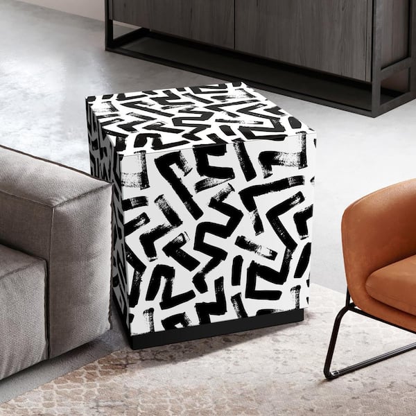 Empire Art Direct "Intertwined II" Reverse Printed Beveled Art Glass Side Table with Black Plinth Base, 22 in. x 22 in.
