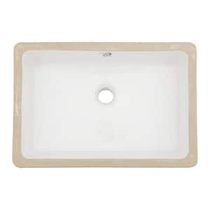 18 in . White Ceramic Vessel Sink Undermount Rectangular Bathroom Sink