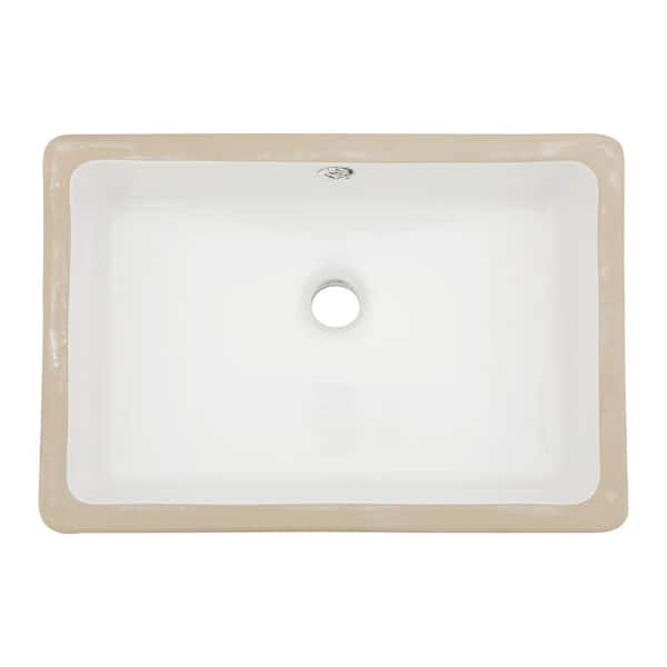 18 in . White Ceramic Vessel Sink Undermount Rectangular Bathroom Sink