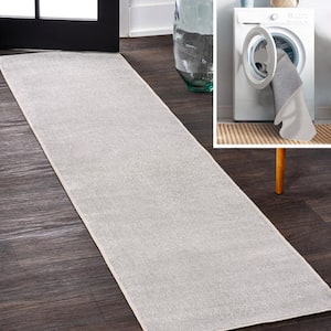Light Gray 2 ft. x 8 ft. Twyla Classic Solid Low-Pile Machine-Washable Runner Rug