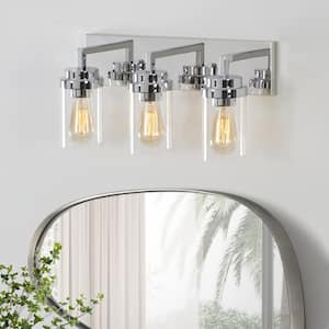 20.5 in. 3-Light Chrome Vanity Light with Clear Glass Shade
