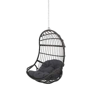 Richards Grey Removable Cushions Faux Rattan Outdoor Patio Lounge Chair with Dark Grey Cushion