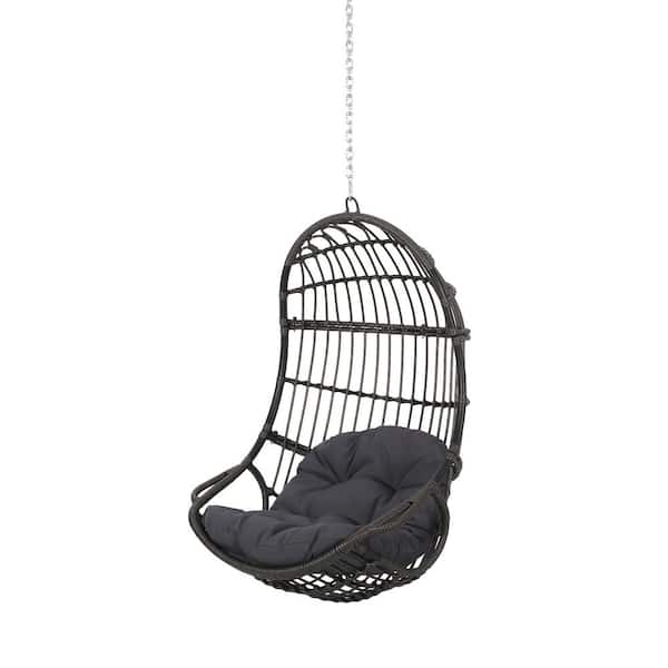 Noble House Richards Grey Removable Cushions Faux Rattan Outdoor Patio Lounge Chair with Dark Grey Cushion