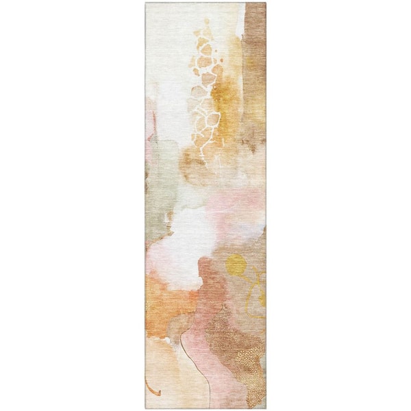 2 ft. x 7 ft. Mauve Mayfield Premium Machine Washable Abstract AMF2019 Runner Rug