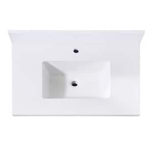 Caorle 31 in. W x 22 in. D Engineered Stone Composite Vanity Top in Snow White with White Rectangular Single Sink