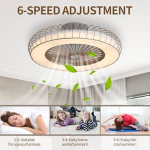 20 in. LED Indoor Gold Ceiling Fan with ABS Reversible Blades 6-Speeds,LED Light Included