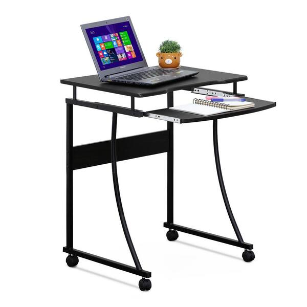 Furinno Espresso Metal Frame Computer Desk with Keyboard Tray