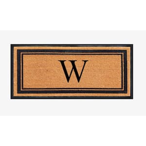 A1HC Markham Picture Frame Black/Beige 30 in. x 60 in. Coir and Rubber Flocked Large Outdoor Monogrammed W Door Mat