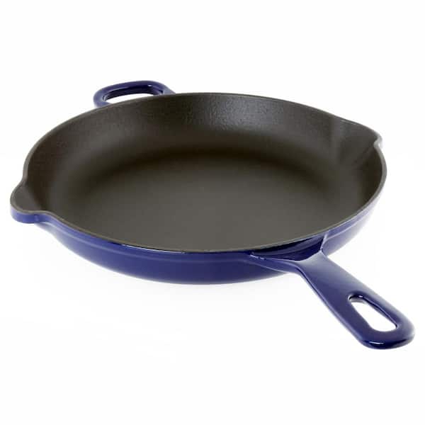 CHANTAL CAST IRON 4 QT ROUND SKILLET WITH LID, FADE GRAY CERAMIC COATED  EXTERIOR