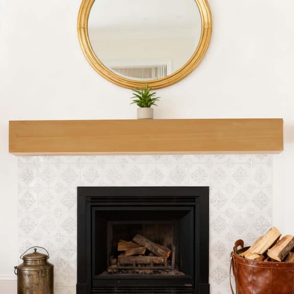 60 in. W x 9 in. D Light Brown Decorative Wall Shelf, Wall Mounted Fireplace Mantel Shelf, Floating Fireplace Mantel