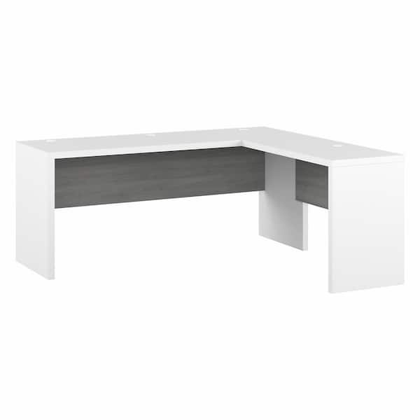 Bush Furniture Echo 71.97 in. L-Shaped Pure White/Modern Gray Desk