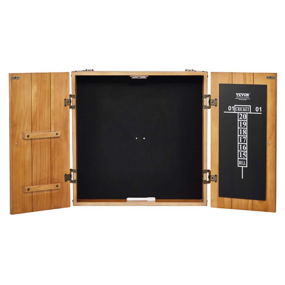 Rustic Solid Wood Dartboard Cabinet with Vintage Brass Hardware