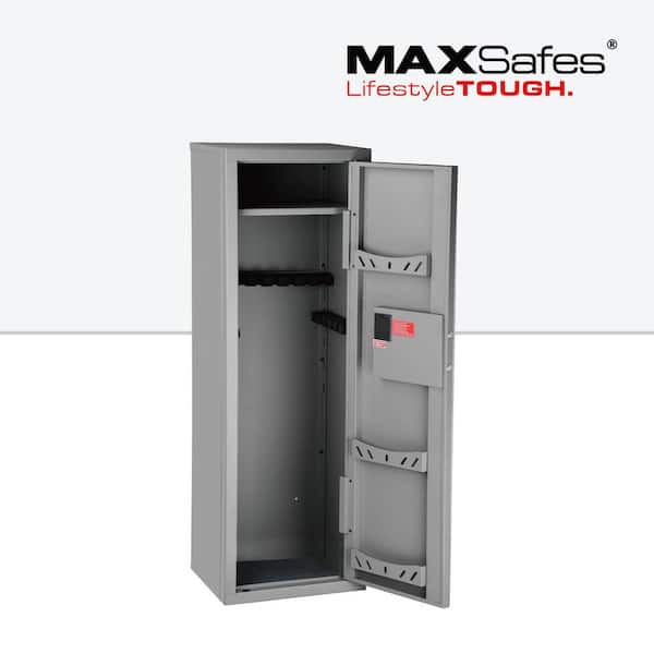 12 Gun KD Steel Cabinet with Digital Keypad Lock Access in Matte Grey
