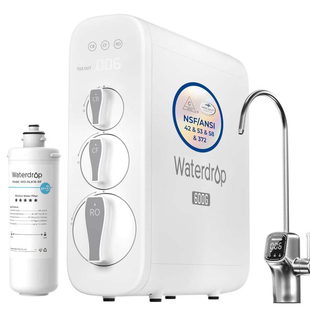 G3P600 Reverse Osmosis System, 600 GPD, NSF/ANSI 42,58,372 Certified, 3:1 Pure to Drain, Tankless, Extra ALK35 Filter