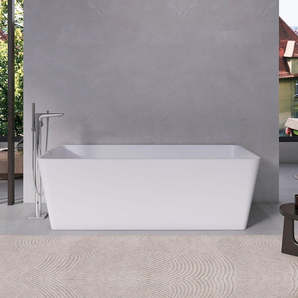 Xspracer Moray 67 in. Solid Surface Stone Resin Flatbottom
