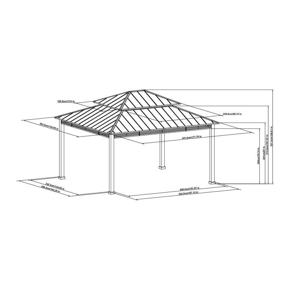 Sunjoy Roberts 13 x 15 ft. Black Steel Frame Hardtop Gazebo